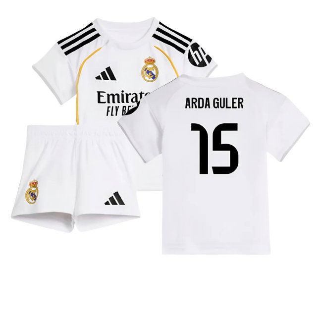 2025-2026 Real Madrid Home Baby Kit (Arda Guler 15)-SoccerKits Hub | Buy Soccer Jerseys Online