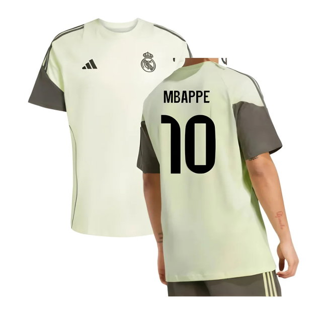 2025-2026 Real Madrid Training Tee (Almost Lime) (Mbappe 10)-SoccerKits Hub | Buy Soccer Jerseys Online