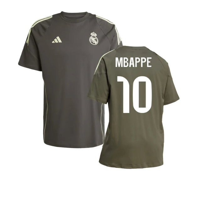 2025-2026 Real Madrid Training Tee (Utility Grey) (Mbappe 10)-SoccerKits Hub | Buy Soccer Jerseys Online
