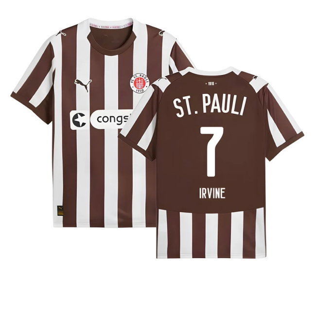 2025-2026 St Pauli Home Shirt (Irvine 7)-SoccerKits Hub | Buy Soccer Jerseys Online