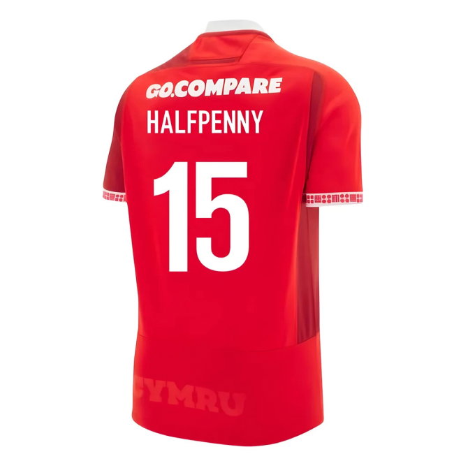 2025-2026 Wales WRU Home Replica Rugby Shirt (Halfpenny 15)-SoccerKits Hub | Buy Soccer Jerseys Online