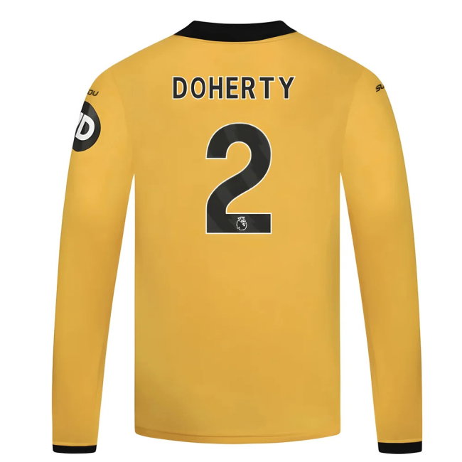 2025-2026 Wolves Long Sleeve Home Shirt - Kids (Doherty 2)-SoccerKits Hub | Buy Soccer Jerseys Online