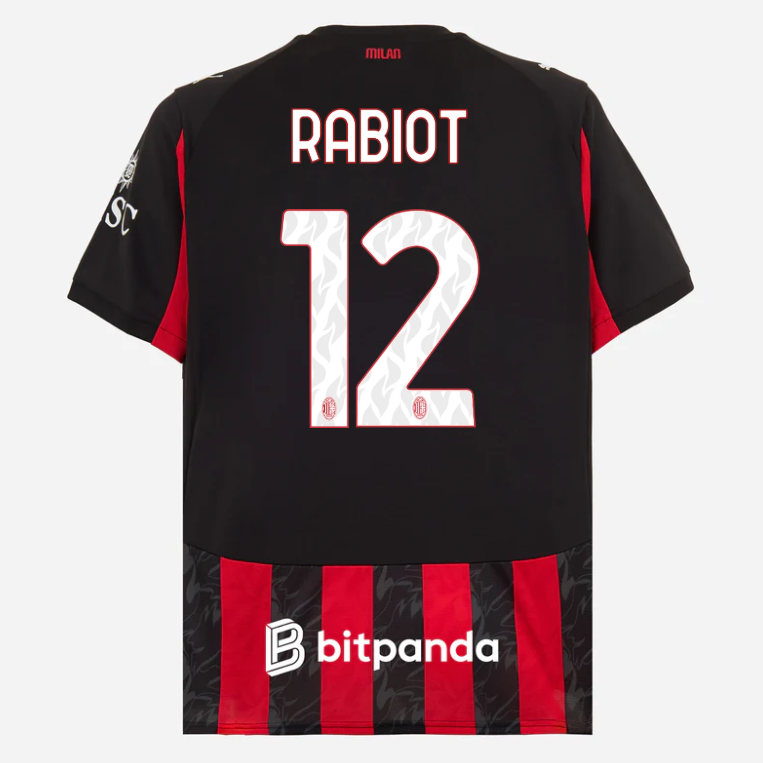 2025/26 AC Milan Home Jersey - Rabiot 12 | Shirt & Shorts Set