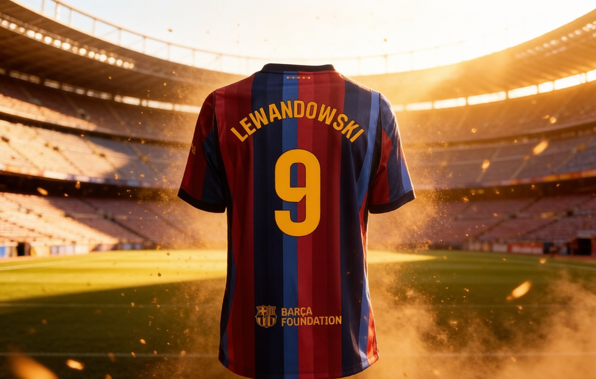 Barcelona #9 Lewandowski farewell jersey