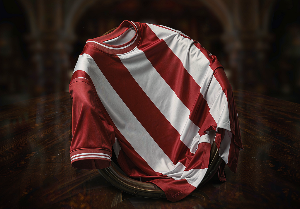 AS Monaco 2026-27 home shirt on dark concrete with red and white diagonal detail