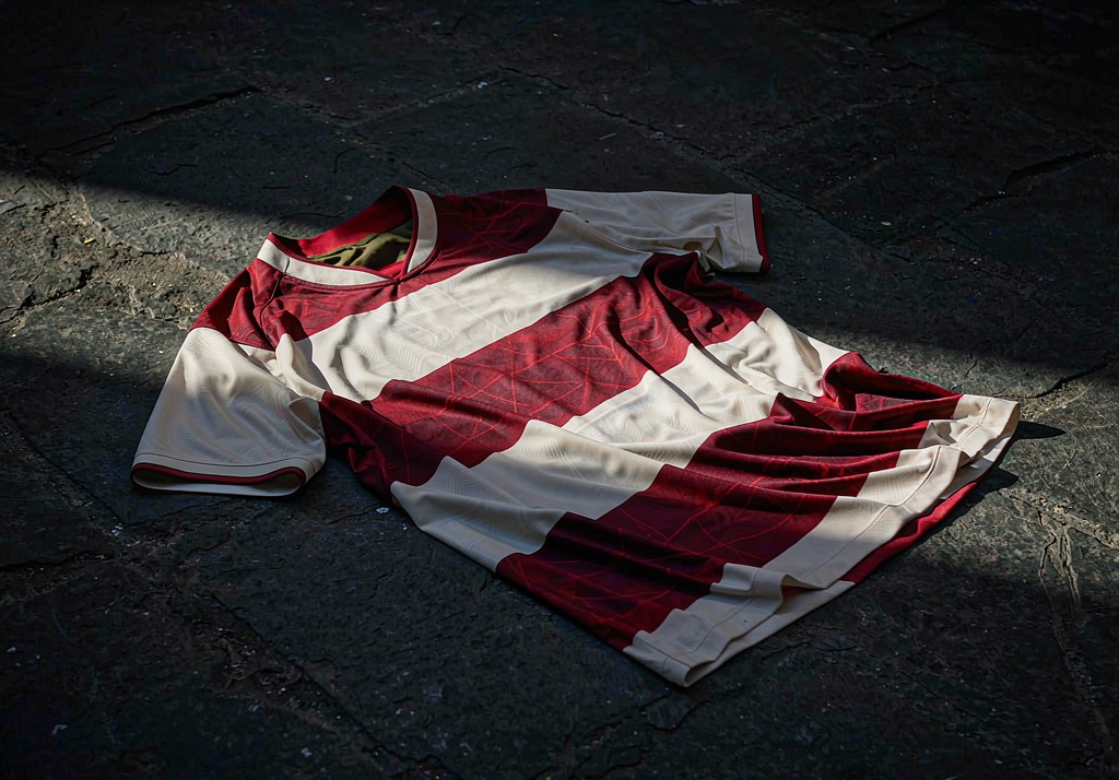 Sevilla crest and colours on dark concrete with red and white details