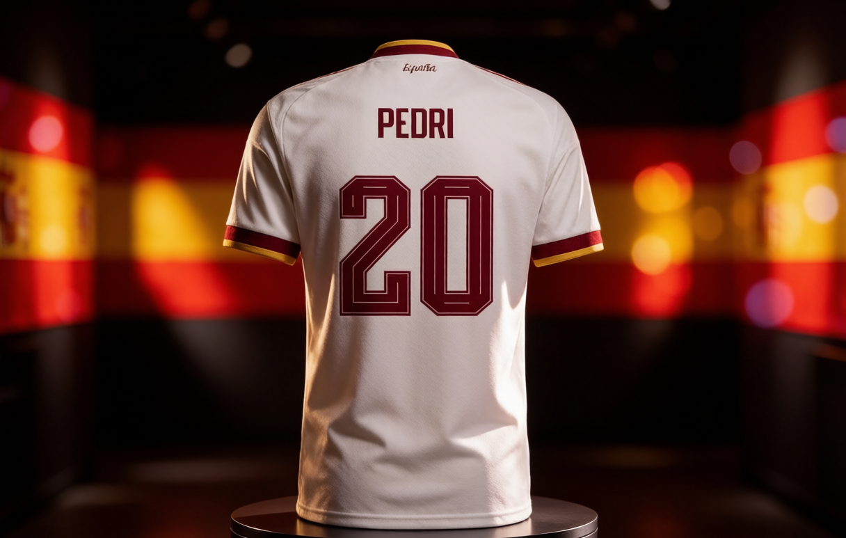 Spain away Pedri jersey display