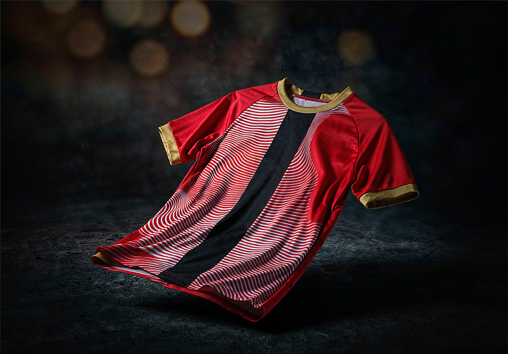 Arsenal 2026-27 home shirt on dark concrete with cannon crest detail