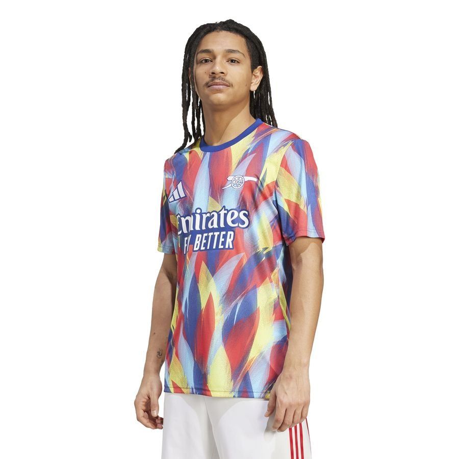 Arsenal Training T-Shirt Pre Match - Victory Blue/Pure Ruby/Bright Yellow - Men's-SoccerKits Hub | Buy Soccer Jerseys Online