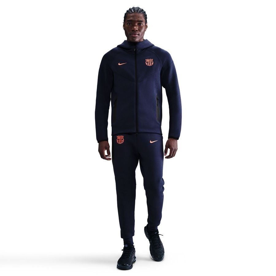 Barcelona Hoodie NSW Tech Fleece FZ Windrunner 3rd - Midnight Navy/Bright Mango - Men's-SoccerKits Hub | Buy Soccer Jerseys Online