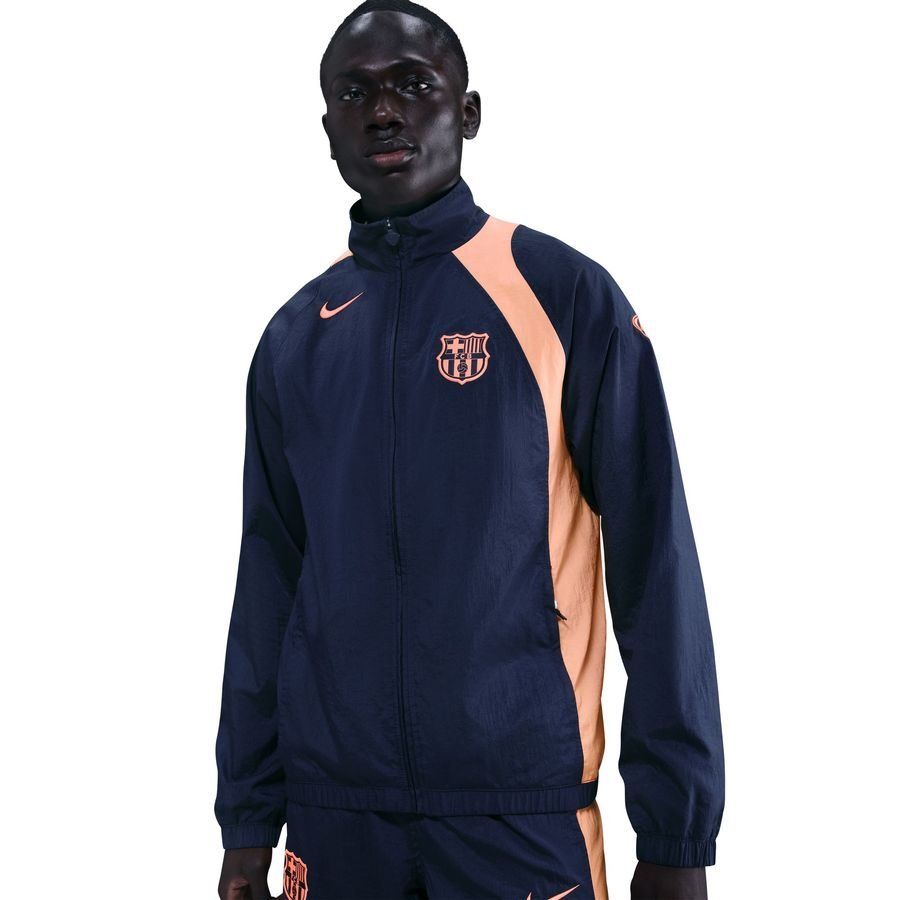 Barcelona Track Jacket T90 Woven GX 3rd - Midnight Navy/Bright Mango - Men's-SoccerKits Hub | Buy Soccer Jerseys Online