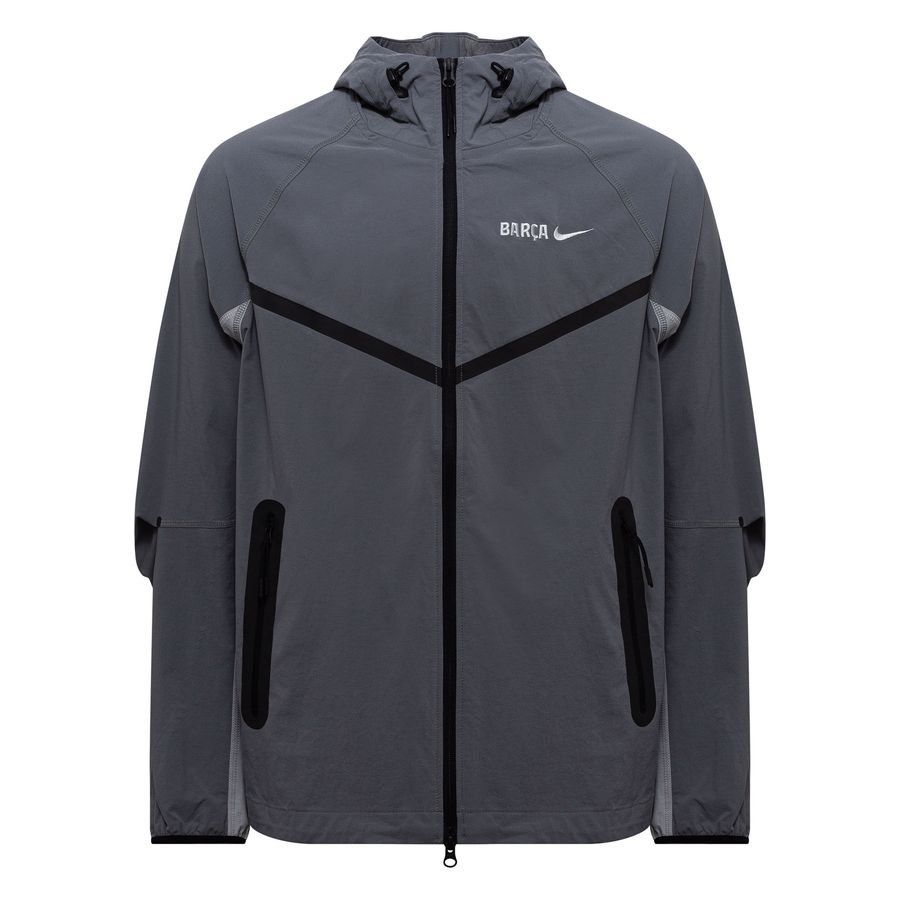 Barcelona Training Jacket Tech Woven Windrunner FZ - Smoke Grey - Men's-SoccerKits Hub | Buy Soccer Jerseys Online
