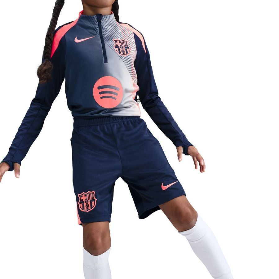 Barcelona Training Shorts Dri-FIT Strike 3rd - Midnight Navy/Bright Mango Kids-SoccerKits Hub | Buy Soccer Jerseys Online