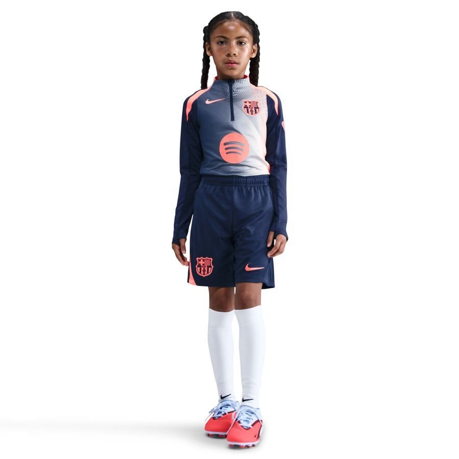 Barcelona Training Shorts Dri-FIT Strike 3rd - Midnight Navy/Bright Mango Kids-SoccerKits Hub | Buy Soccer Jerseys Online