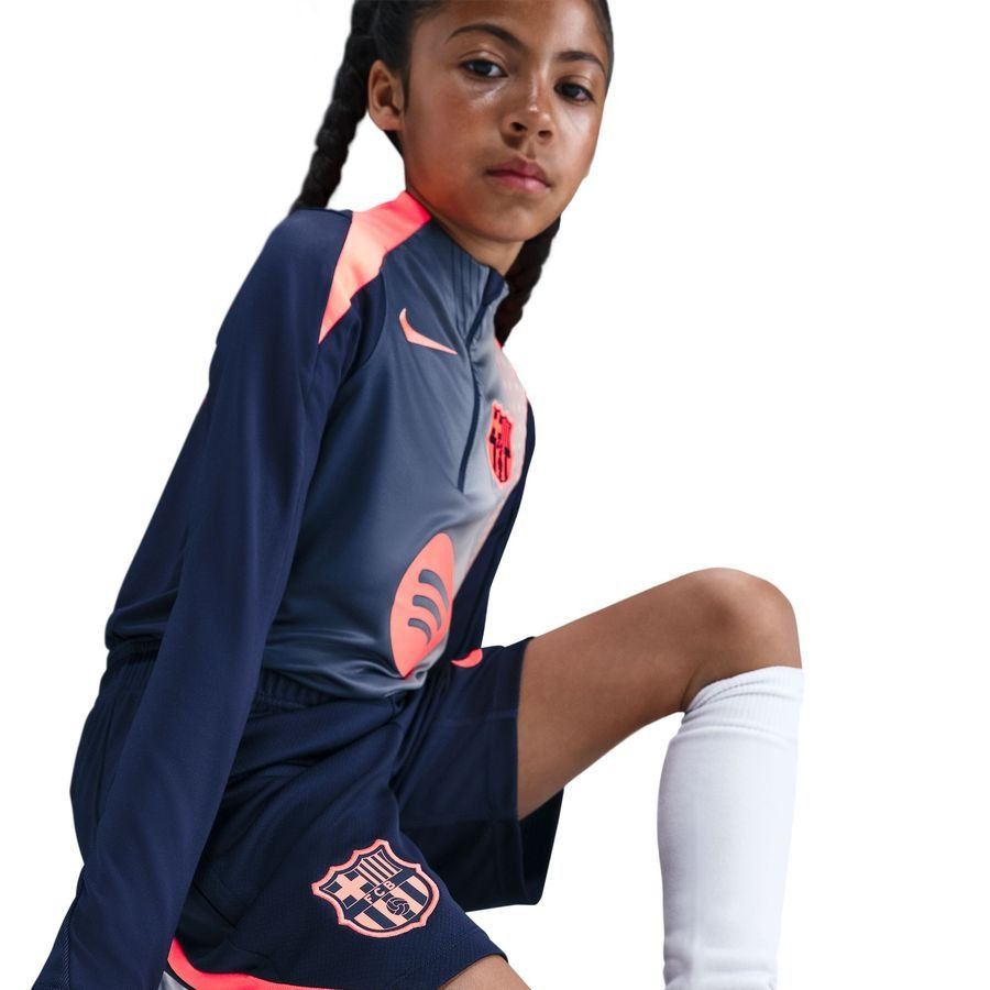 Barcelona Training Shorts Dri-FIT Strike 3rd - Midnight Navy/Bright Mango Kids-SoccerKits Hub | Buy Soccer Jerseys Online