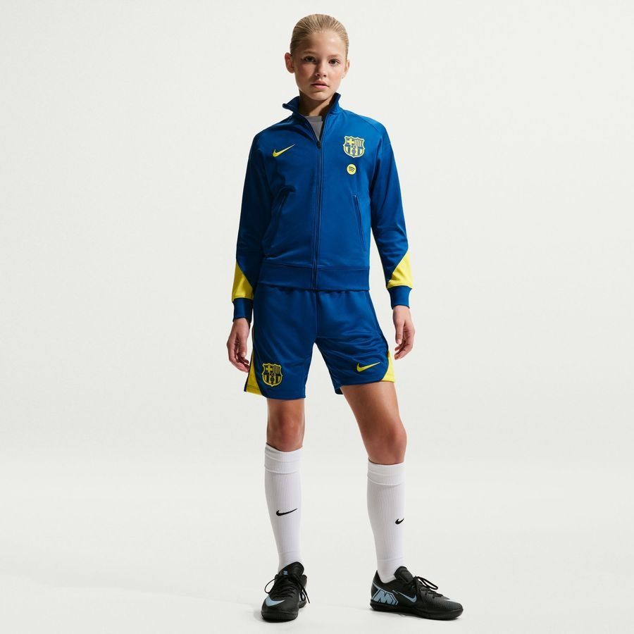 Barcelona Training Shorts Dri-FIT Strike - Gym Blue/Opti Yellow Kids-SoccerKits Hub | Buy Soccer Jerseys Online