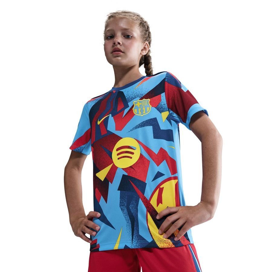 Barcelona Training T-Shirt Dri-FIT Academy Pro Pre Match 4th - University Blue/Opti Yellow Kids-SoccerKits Hub | Buy Soccer Jerseys Online