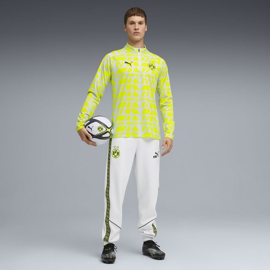 Dortmund Training Shirt Pre Match 1/4 Zip - Silver Metallic/Yellow Alert - Men's-SoccerKits Hub | Buy Soccer Jerseys Online