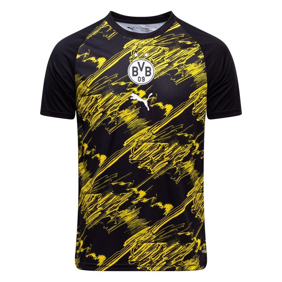Dortmund Training T-Shirt Pre Match - PUMA Black/Faster Yellow - Men's-SoccerKits Hub | Buy Soccer Jerseys Online