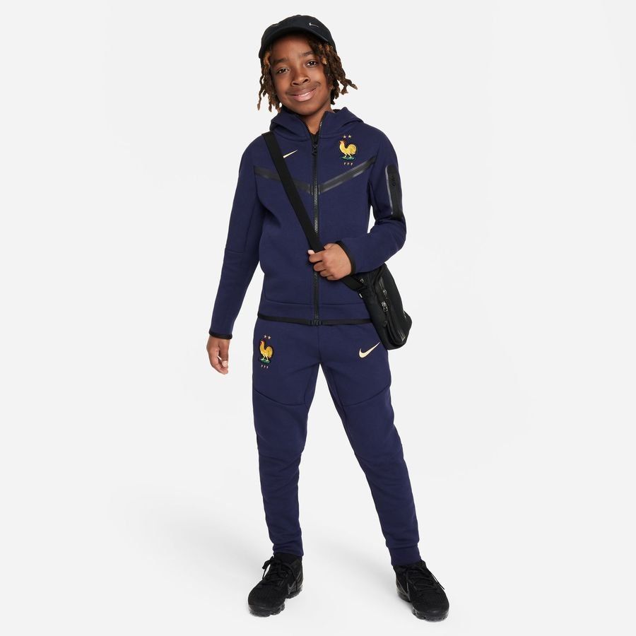 France Sweatpants NSW Tech Fleece - Blackened Blue/Club Gold Kids-SoccerKits Hub | Buy Soccer Jerseys Online