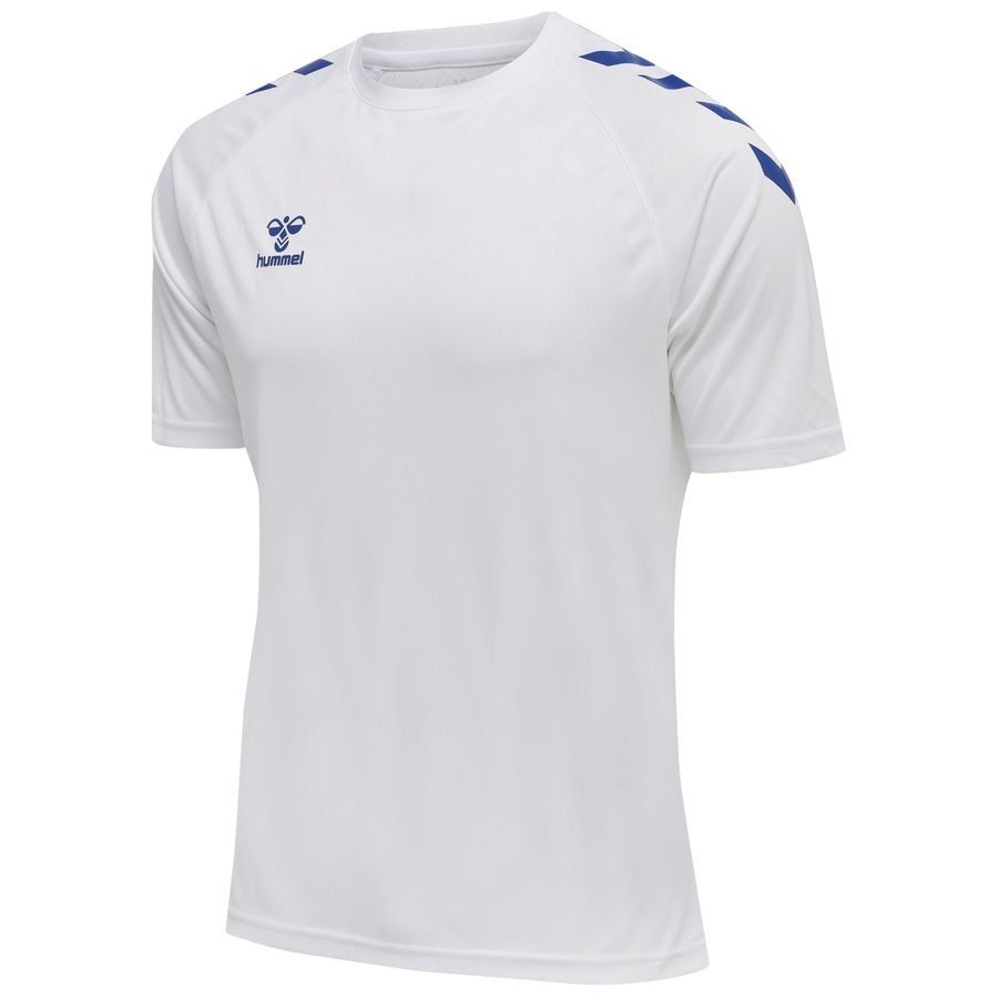 Hummel Playershirt Core - White/Blue - Men's-SoccerKits Hub | Buy Soccer Jerseys Online