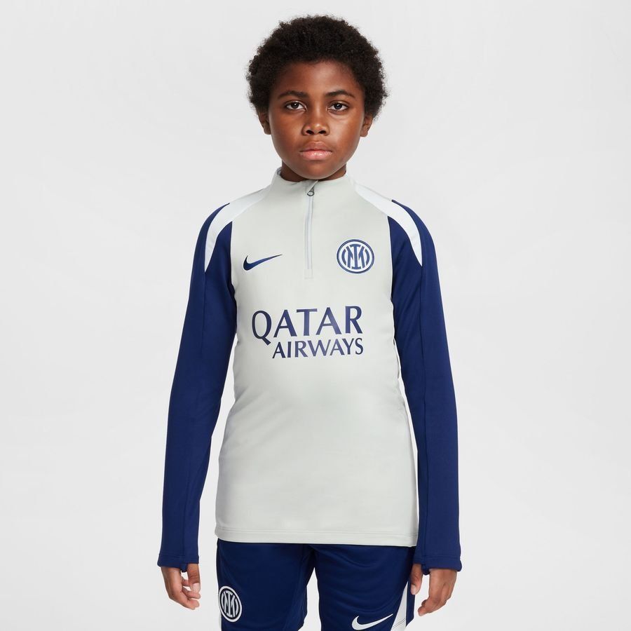 Inter Training Shirt Dri-FIT Strike Drill - Grey Haze/Blue Void/Ghost Aqua Kids-SoccerKits Hub | Buy Soccer Jerseys Online