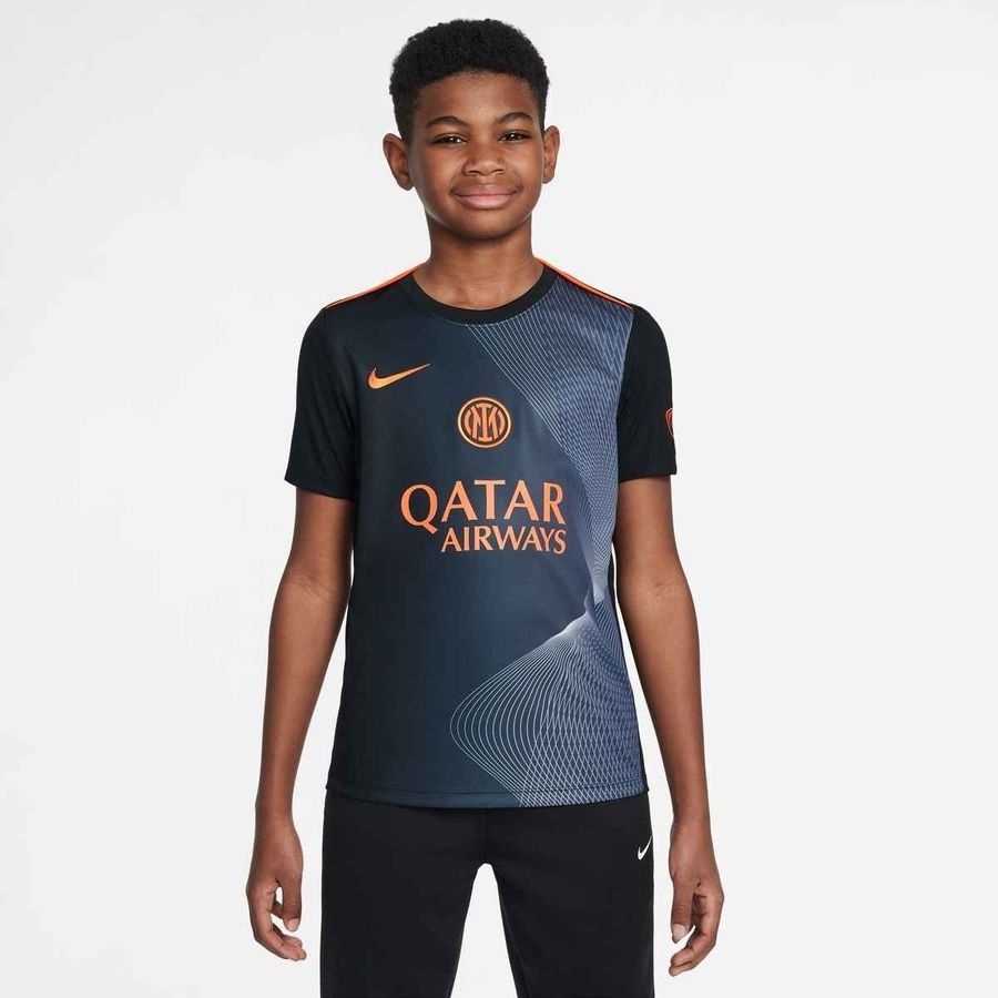 Inter Training T-Shirt Dri-FIT Academy Pro Pre Match 3rd - Black/Thunder Blue/Safety Orange Kids-SoccerKits Hub | Buy Soccer Jerseys Online