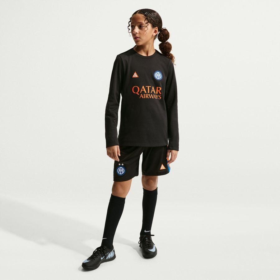 Inter X ACG Training Shirt Dri-FIT Academy Pro Pre Match Warm 4th - Black/Safety Orange Kids-SoccerKits Hub | Buy Soccer Jerseys Online