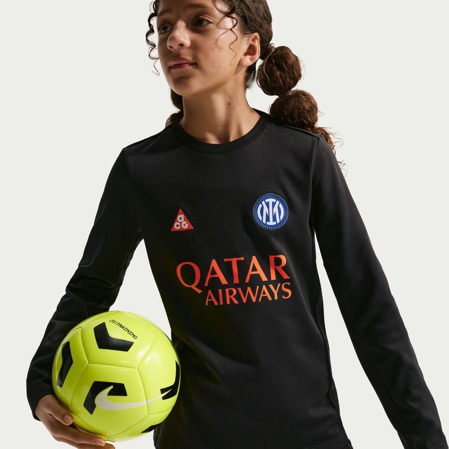 Inter X ACG Training Shirt Dri-FIT Academy Pro Pre Match Warm 4th - Black/Safety Orange Kids-SoccerKits Hub | Buy Soccer Jerseys Online