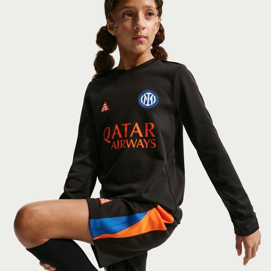 Inter X ACG Training Shirt Dri-FIT Academy Pro Pre Match Warm 4th - Black/Safety Orange Kids-SoccerKits Hub | Buy Soccer Jerseys Online