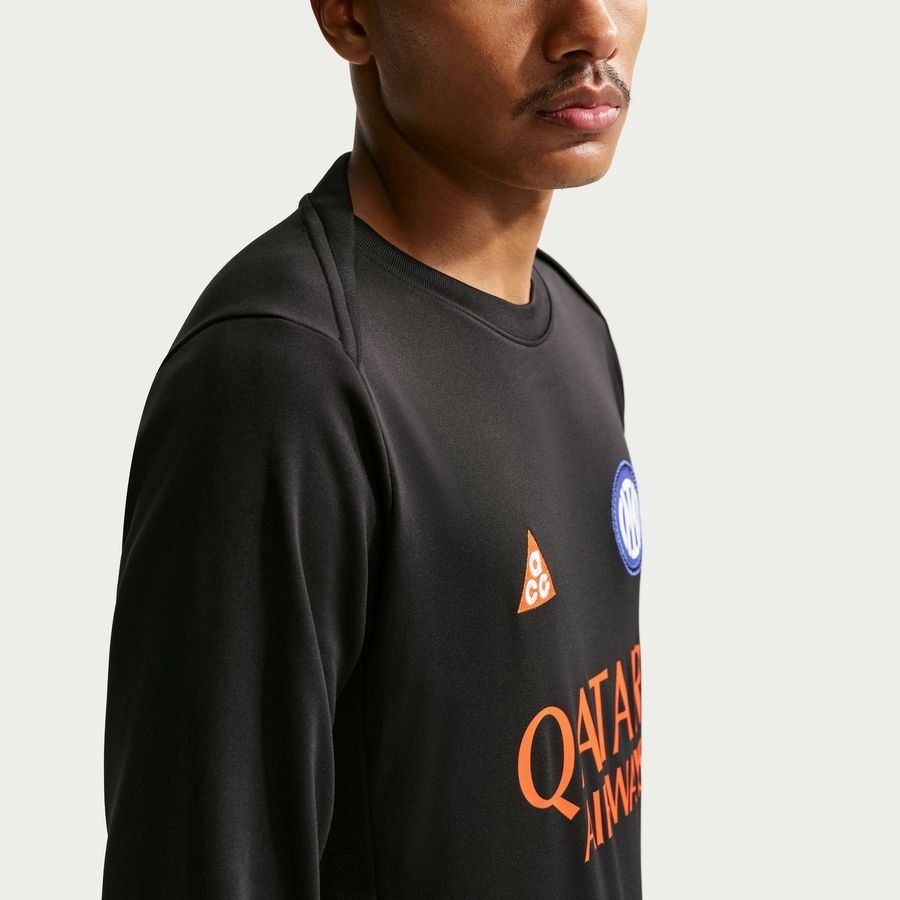 Inter X ACG Training Shirt Dri-FIT Academy Pro Pre Match Warm 4th - Black/Safety Orange - Men's-SoccerKits Hub | Buy Soccer Jerseys Online