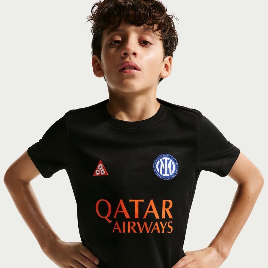 Inter X ACG Training T-Shirt Dri-FIT Academy Pro Pre Match 4th - Black/Safety Orange Kids-SoccerKits Hub | Buy Soccer Jerseys Online