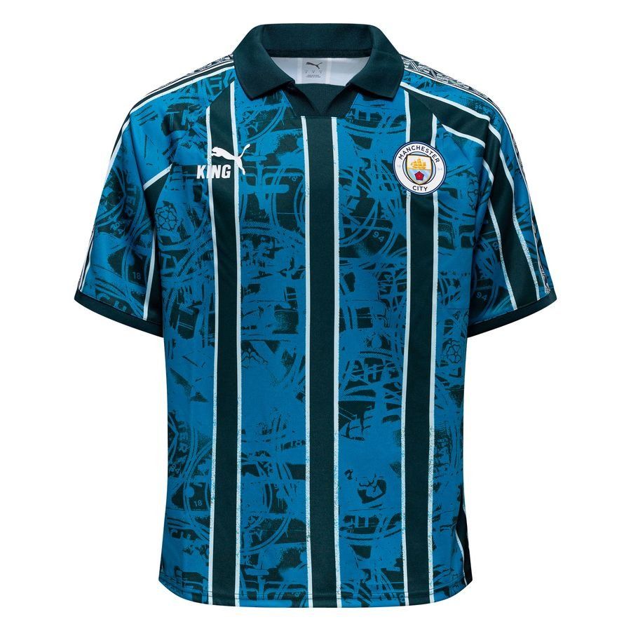MCFC KING Retro Jersey Tropical Blue-Deep Navy - Men's-SoccerKits Hub | Buy Soccer Jerseys Online