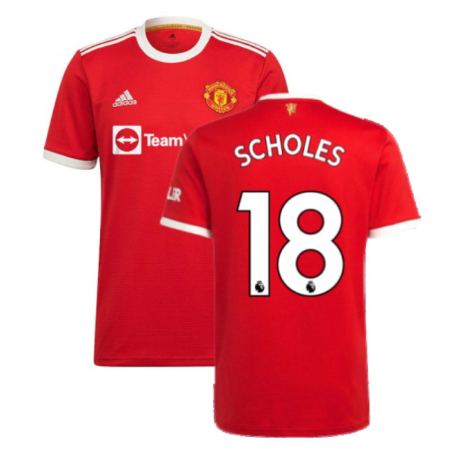 Man Utd 2021-2022 Home Shirt (SCHOLES 18)-SoccerKits Hub | Buy Soccer Jerseys Online