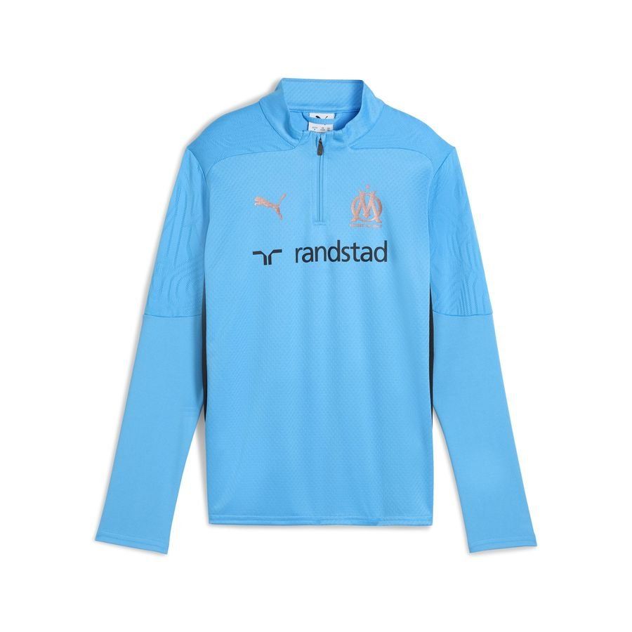 Marseille Training Shirt 1/4 Zip - Bleu Azur/Copper Kids-SoccerKits Hub | Buy Soccer Jerseys Online