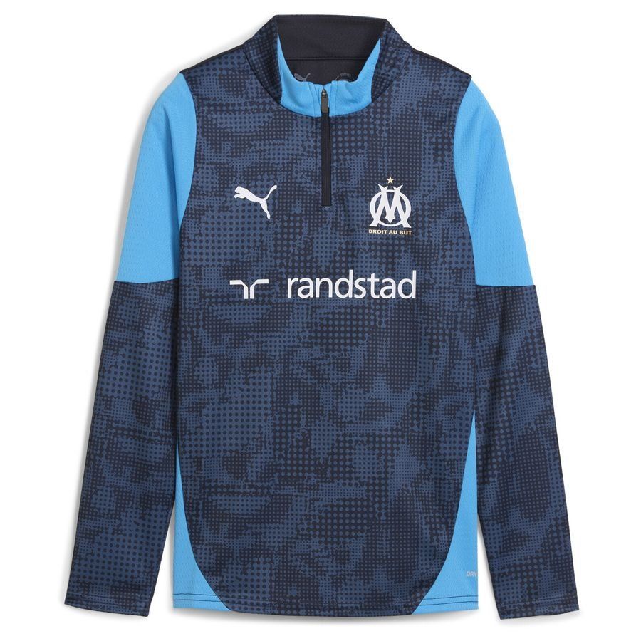 Marseille Training Shirt 1/4 Zip - New Navy/Bleu Azur Kids-SoccerKits Hub | Buy Soccer Jerseys Online