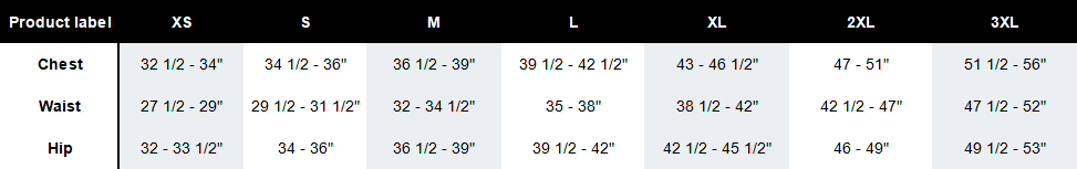 Men's shirts & tops sizing