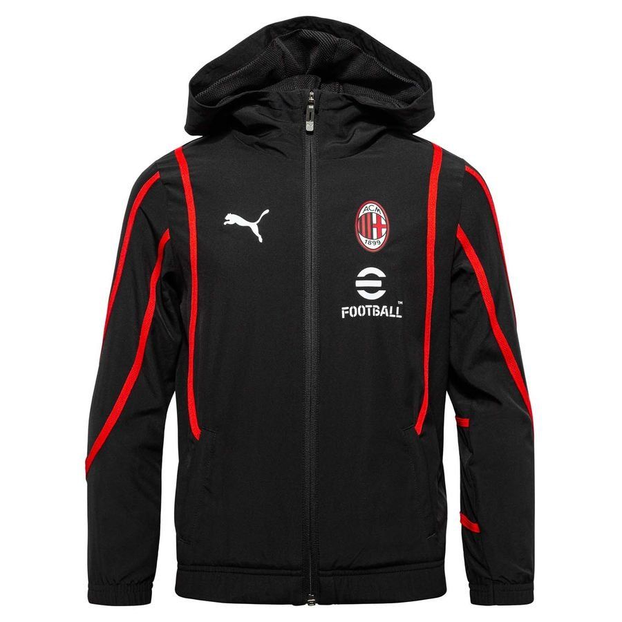 Milan Jacket Pre Match Woven Anthem - PUMA Black/For All Time Red Kids-SoccerKits Hub | Buy Soccer Jerseys Online