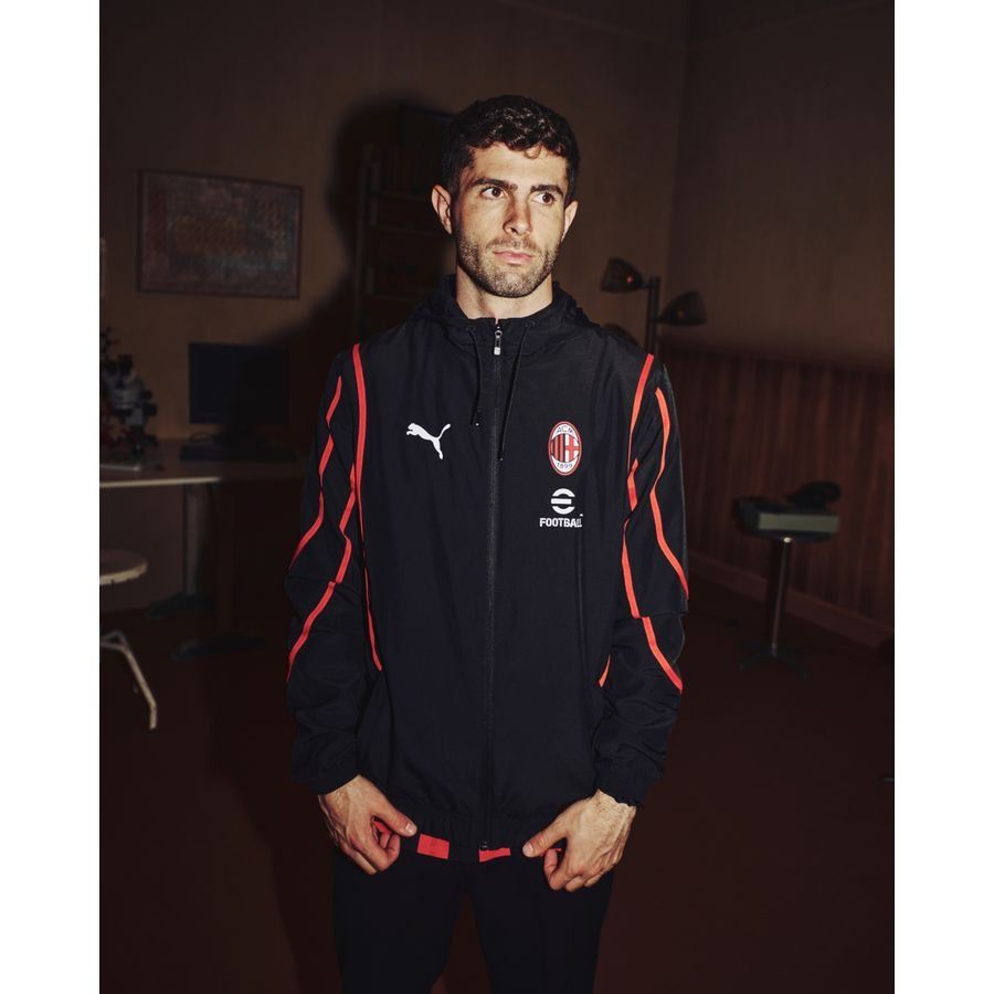 Milan Jacket Pre Match Woven Anthem - PUMA Black/For All Time Red Kids-SoccerKits Hub | Buy Soccer Jerseys Online