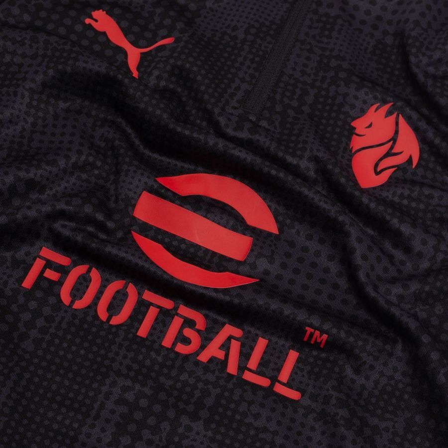 Milan Training Shirt 1/4 Zip - PUMA Black/For All Time Red Kids-SoccerKits Hub | Buy Soccer Jerseys Online