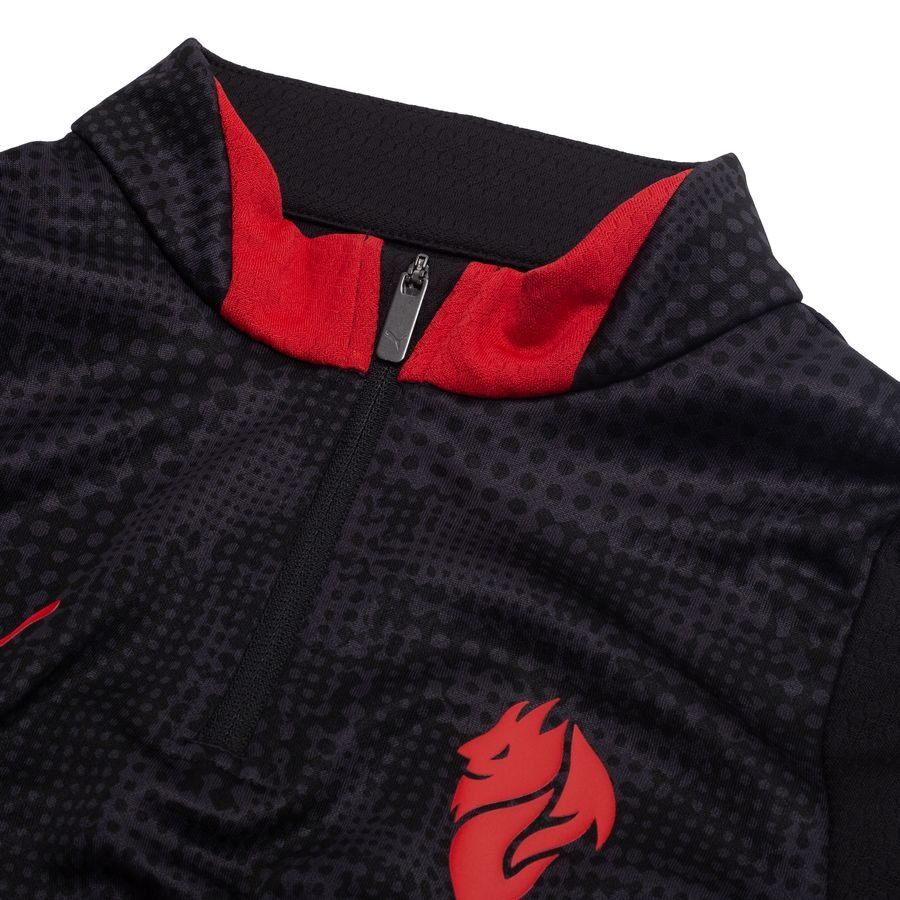 Milan Training Shirt 1/4 Zip - PUMA Black/For All Time Red Kids-SoccerKits Hub | Buy Soccer Jerseys Online
