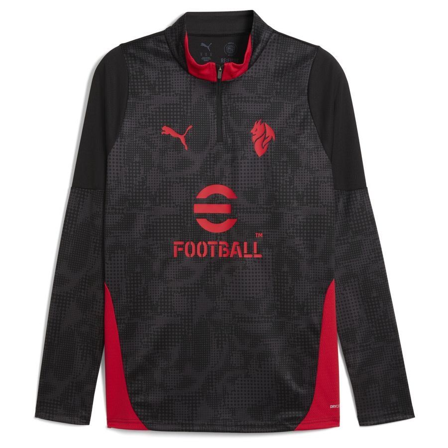 Milan Training Shirt 1/4 Zip - PUMA Black/For All Time Red - Men's-SoccerKits Hub | Buy Soccer Jerseys Online