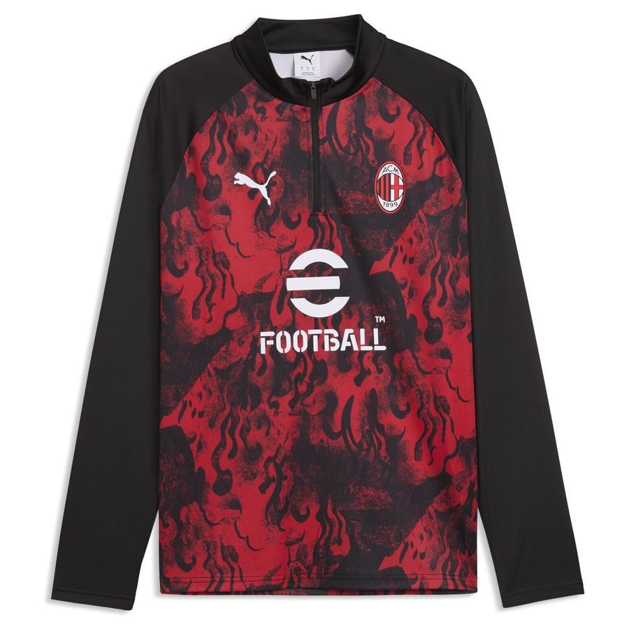 Milan Training Shirt Pre Match 1/4 Zip - For All Time Red/PUMA Black - Men's-SoccerKits Hub | Buy Soccer Jerseys Online