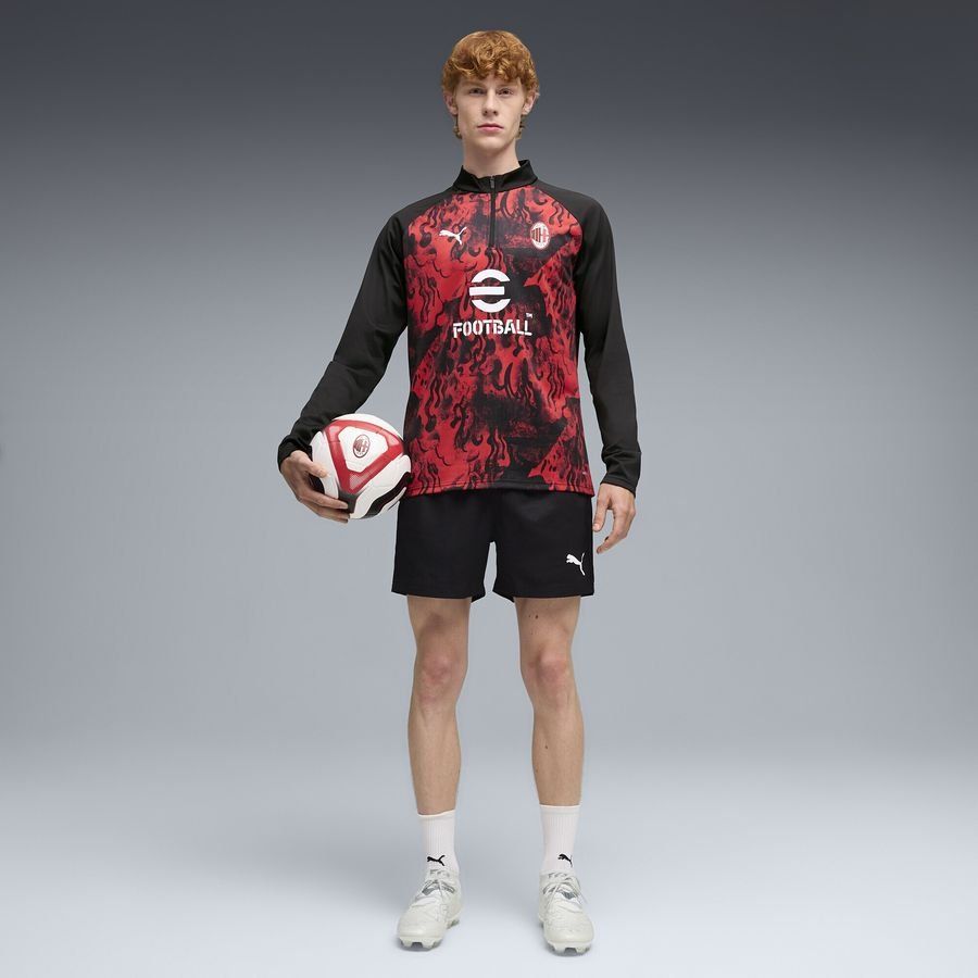 Milan Training Shirt Pre Match 1/4 Zip - For All Time Red/PUMA Black - Men's-SoccerKits Hub | Buy Soccer Jerseys Online