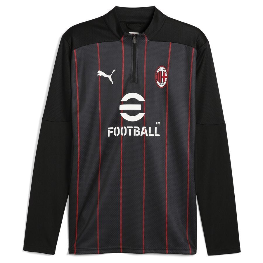 Milan Training Shirt Pre Match 1/4 Zip - PUMA Black/For All Time Red - Men's-SoccerKits Hub | Buy Soccer Jerseys Online