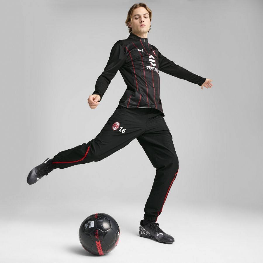Milan Training Shirt Pre Match 1/4 Zip - PUMA Black/For All Time Red - Men's-SoccerKits Hub | Buy Soccer Jerseys Online