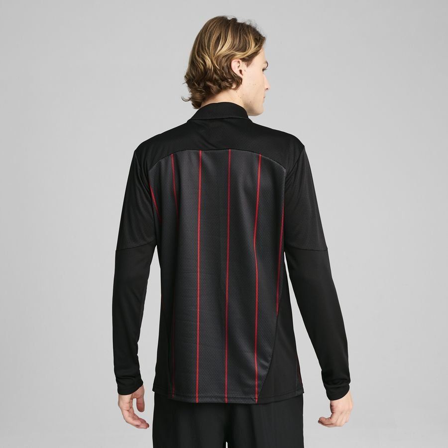 Milan Training Shirt Pre Match 1/4 Zip - PUMA Black/For All Time Red - Men's-SoccerKits Hub | Buy Soccer Jerseys Online