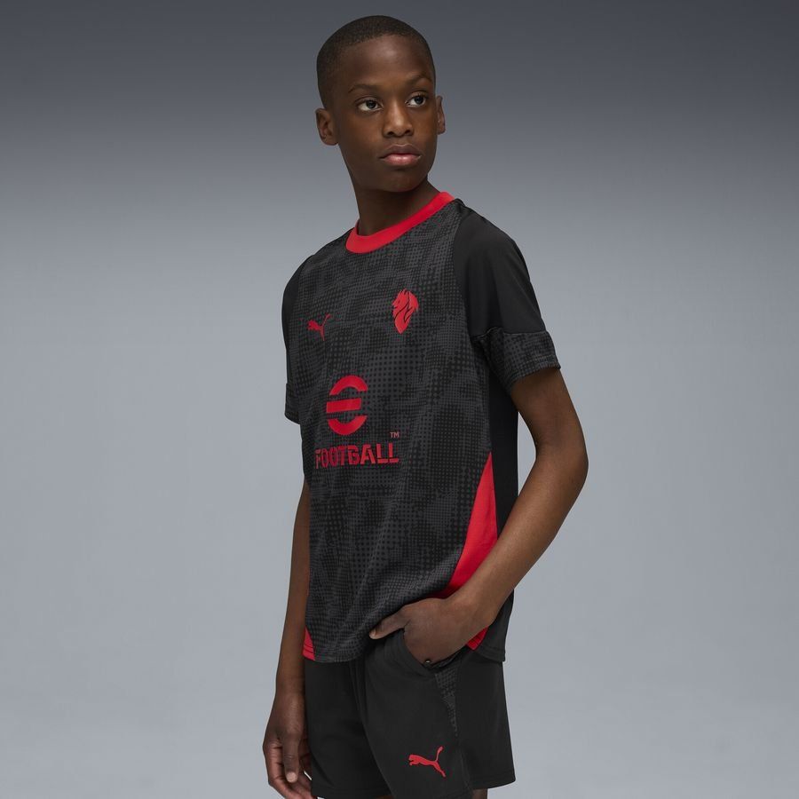 Milan Training T-Shirt - PUMA Black/For All Time Red Kids-SoccerKits Hub | Buy Soccer Jerseys Online