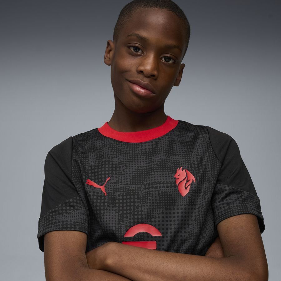Milan Training T-Shirt - PUMA Black/For All Time Red Kids-SoccerKits Hub | Buy Soccer Jerseys Online