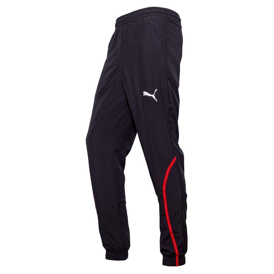 Milan Training Trousers Pre Match Woven - PUMA Black/For All Time Red - Men's-SoccerKits Hub | Buy Soccer Jerseys Online